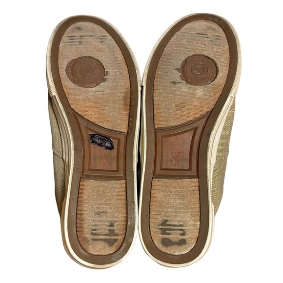 Polo Ralph Lauren Vaughn Size 10 D Tan Burlap & Suede Lace Up Low Top Sneaker - Picture 12 of 15